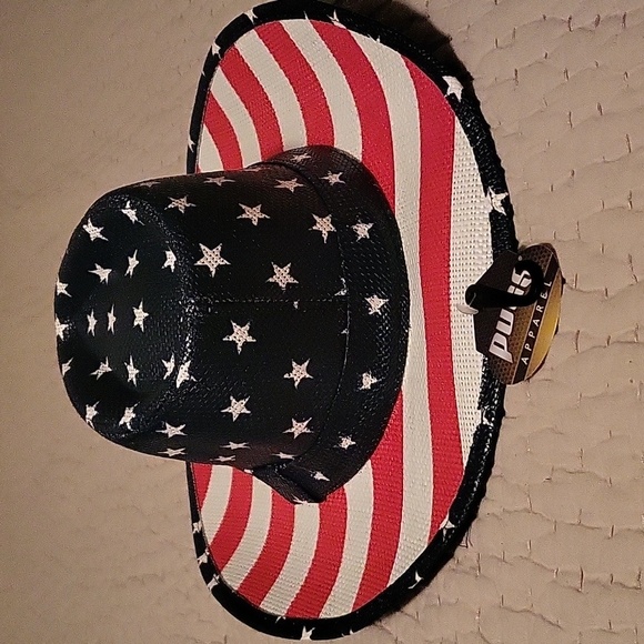 NWT Pugs Patriotic Unisex Stars Stripes Cowboy Hat - Picture 3 of 5